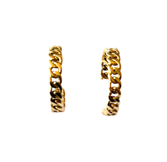 9ct vintage curb link hoop earrings 3.30g for pierced ears