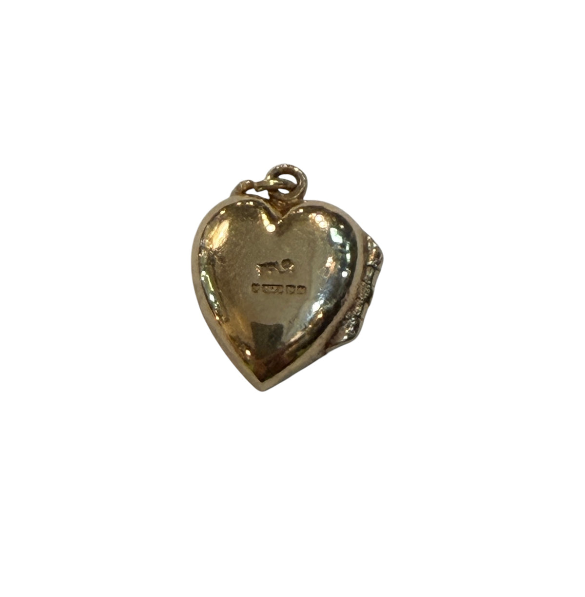 9ct vintage heart charm with couple embracing inside circa 1986 3.3g by ppld