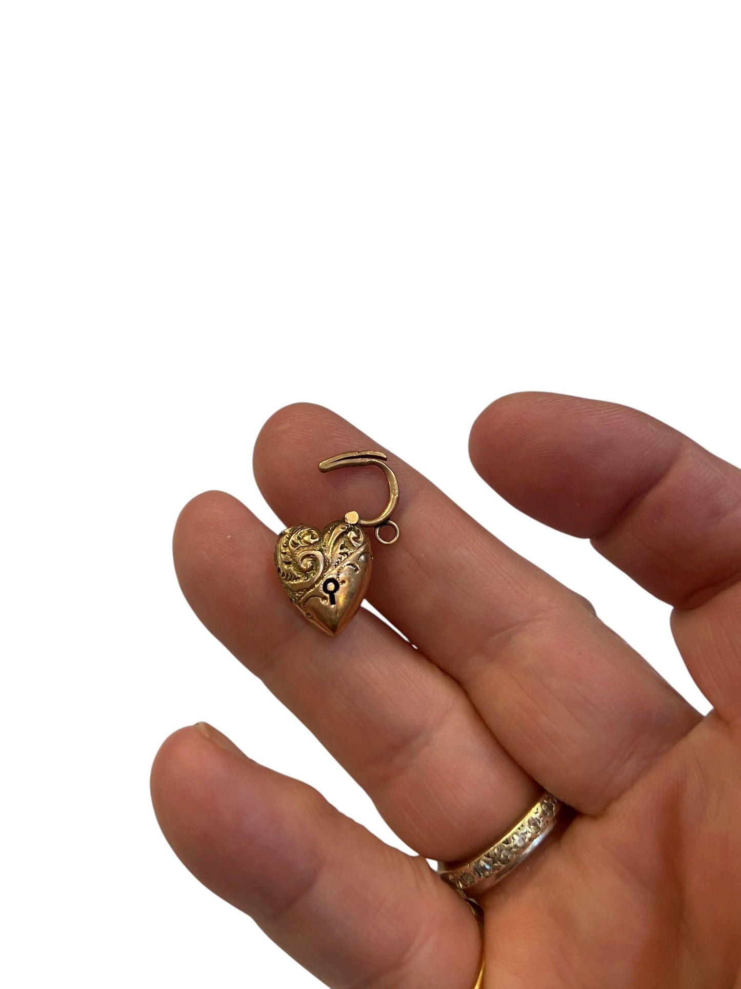 9ct antique rose gold padlock charm, circa 1920s