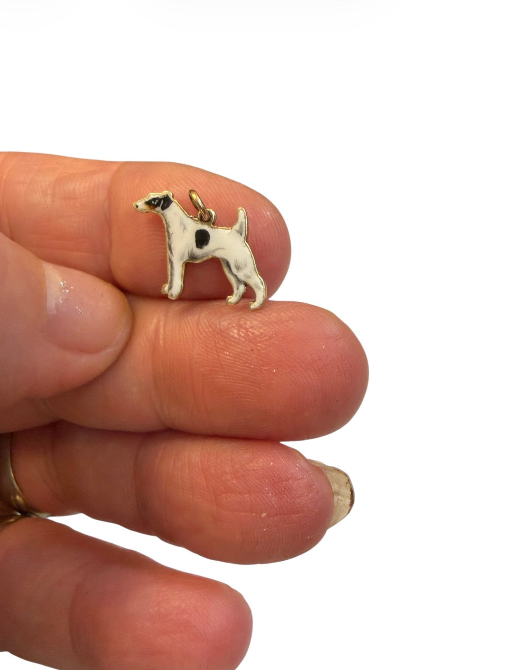 9ct vintage fox terrier charm circa 1030s enamelled