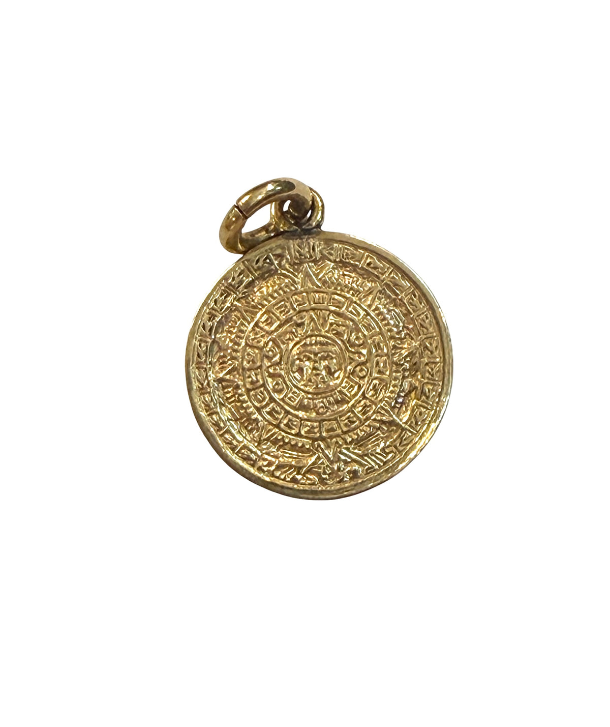 14ct vintage / pre owned Aztec Sun God calender pendant / charm 2.12g
