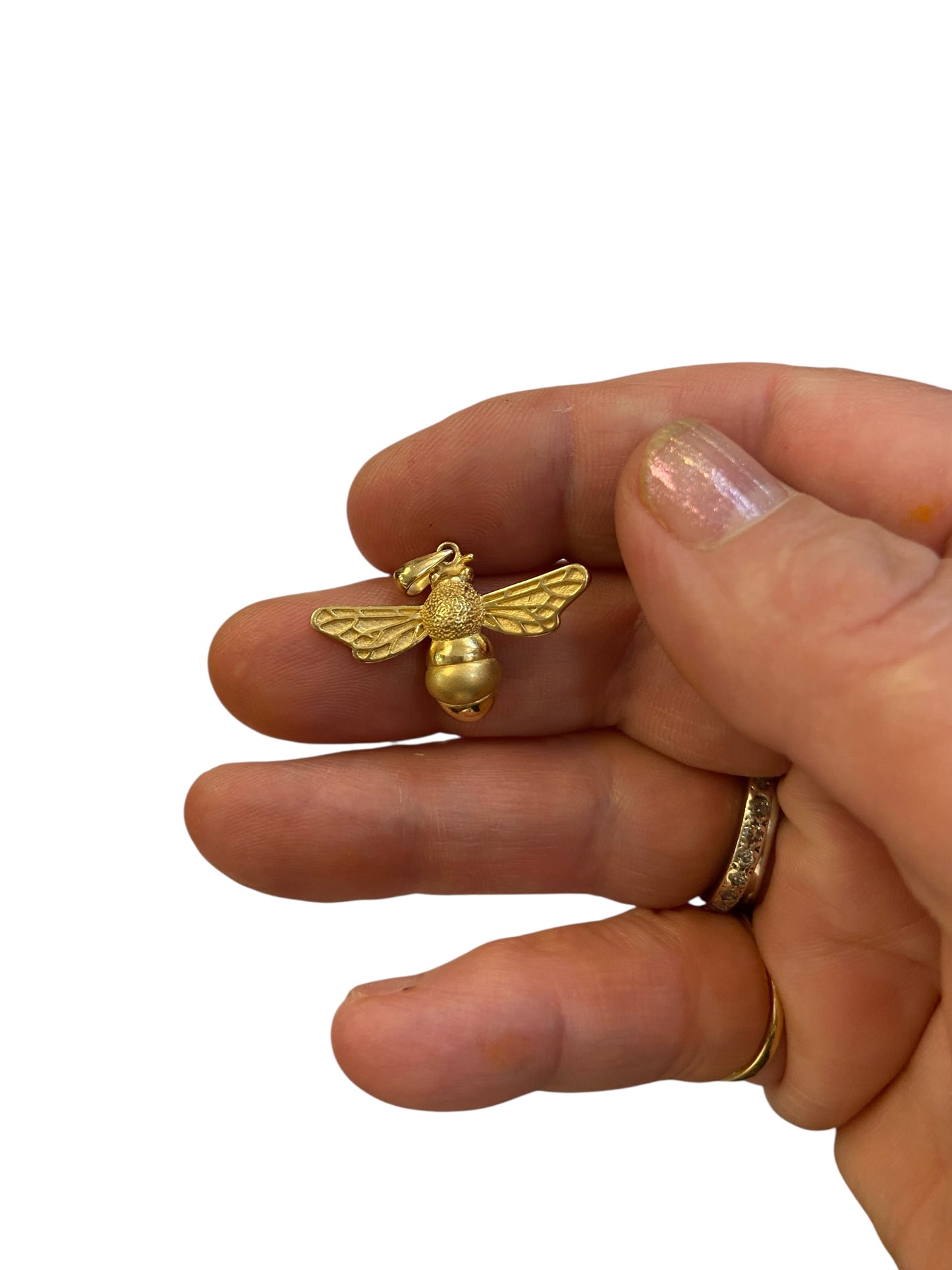 pre owned silver gilt 925 bee pendant