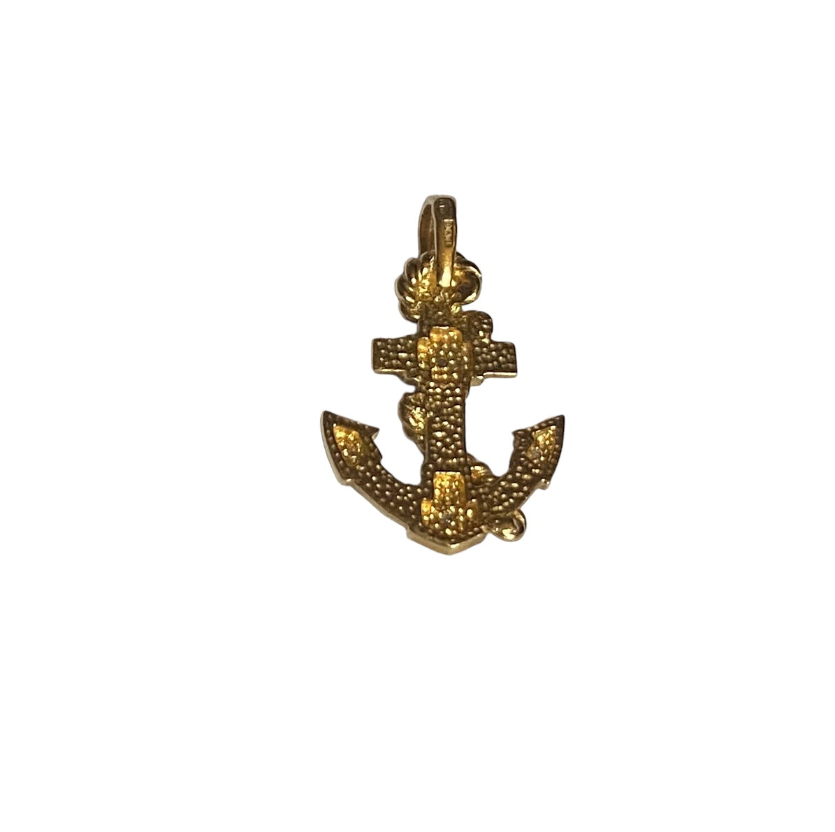 9ct pre owned Anchor pendant / charm with diamonds