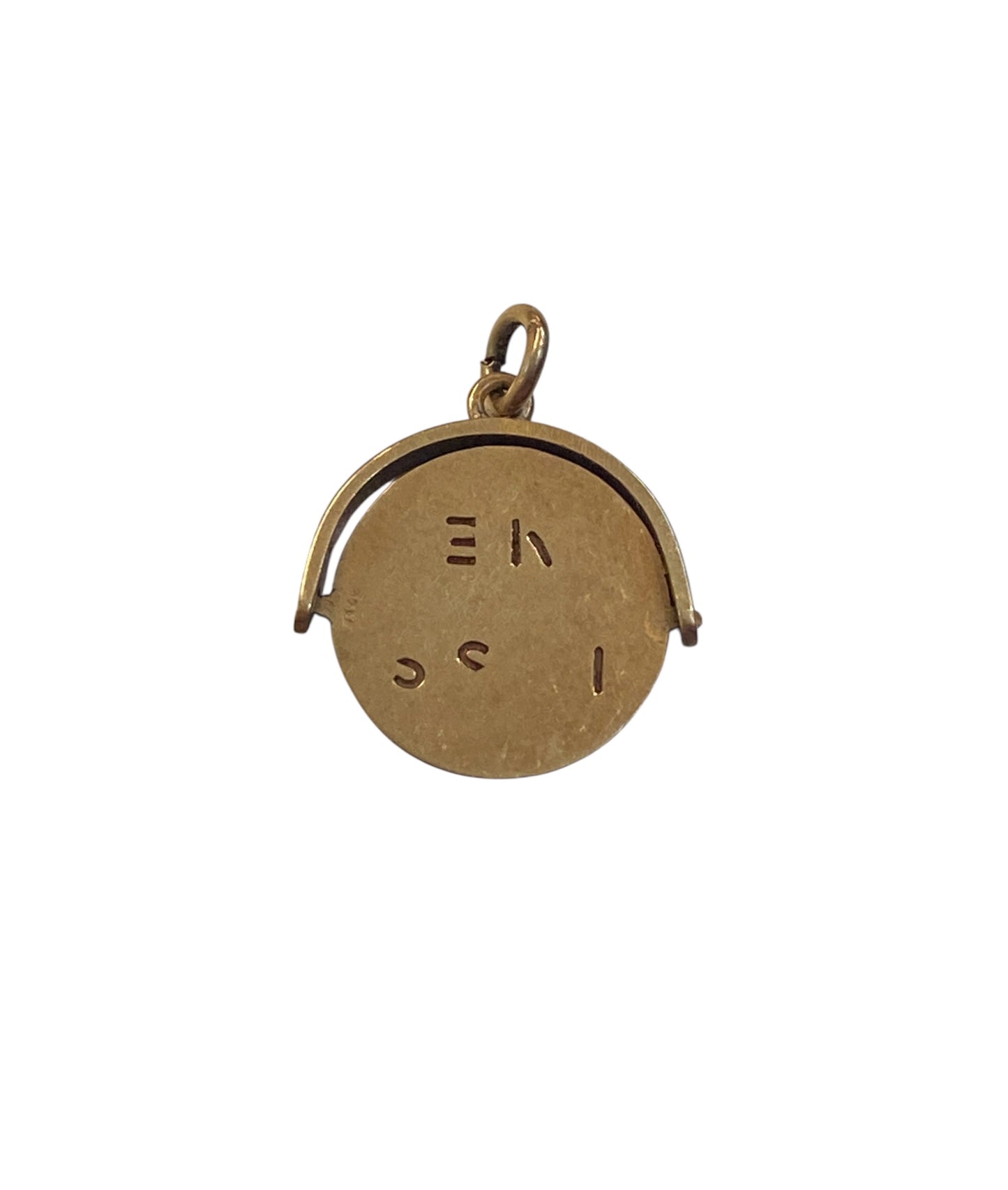 9ct vintage kiss me spinner charm circa chester 1957