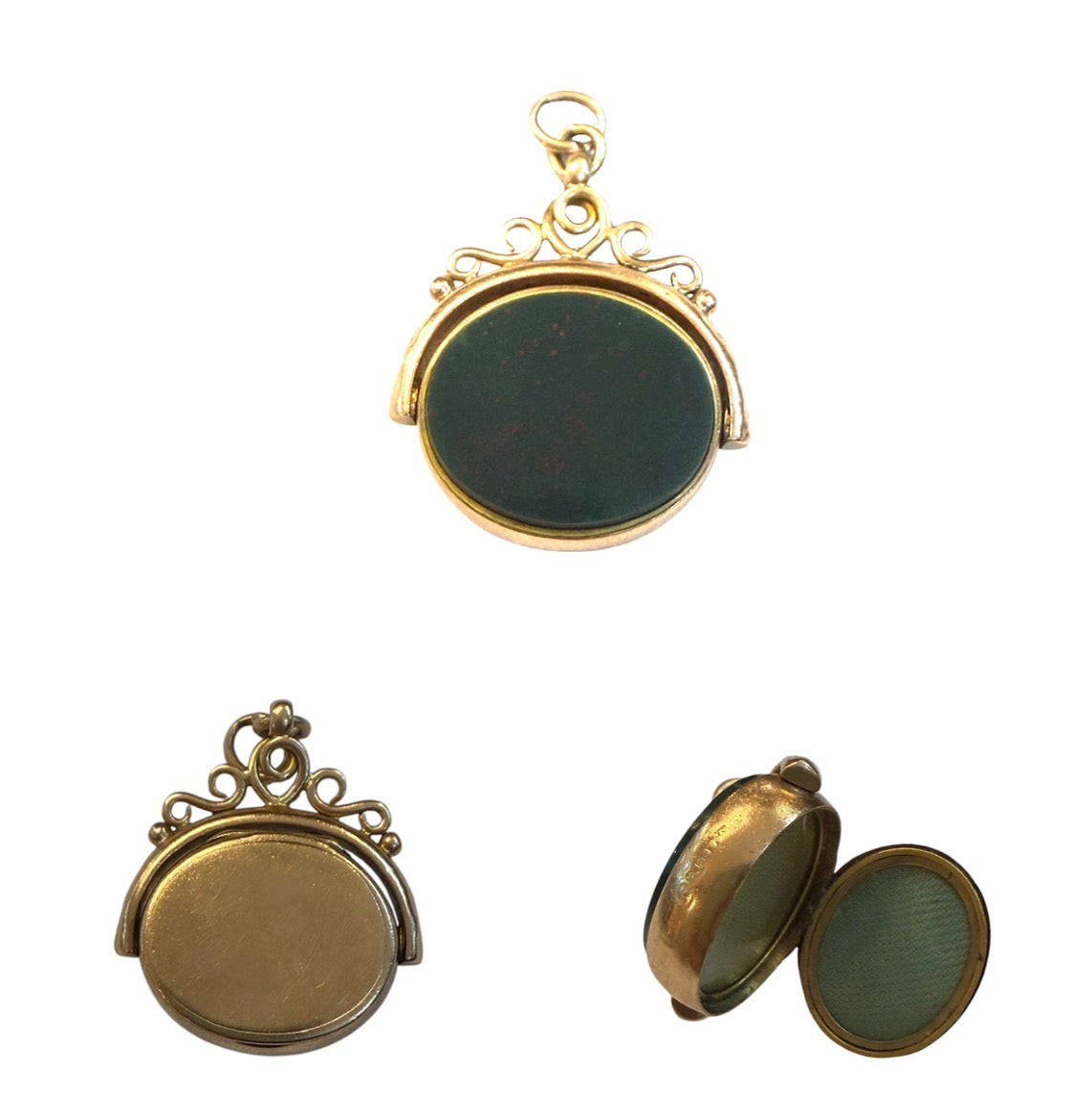 9ct vintage fob / locket pendant charm circa 1910. 8.5g