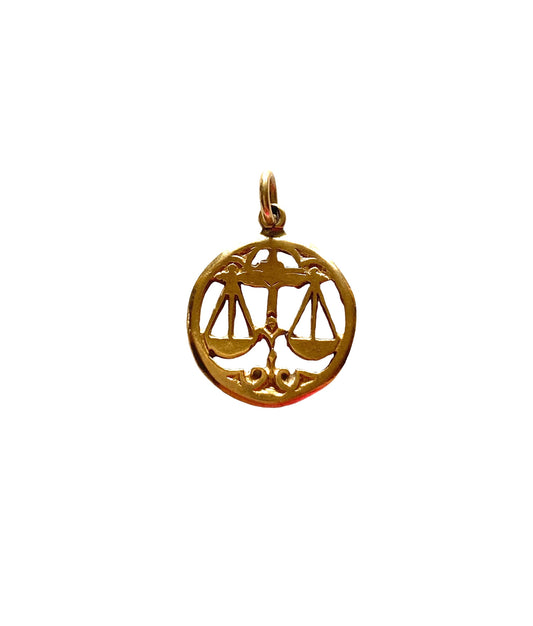 9ct 375 vintage libra / scales charm-pendant circa 1973