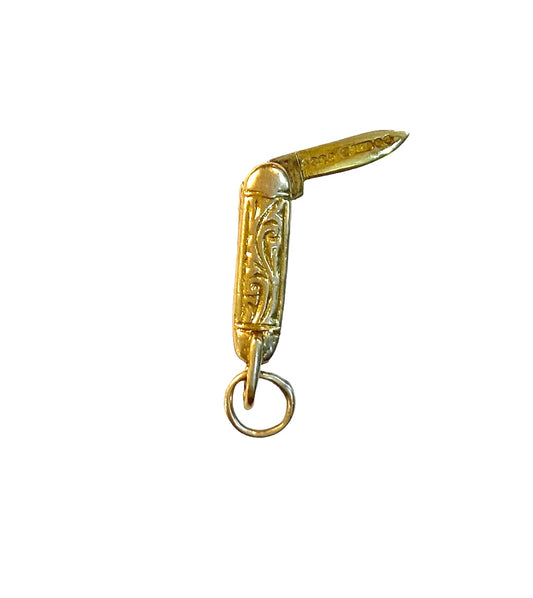 9ct miniature opening pen knife charm circa 1959