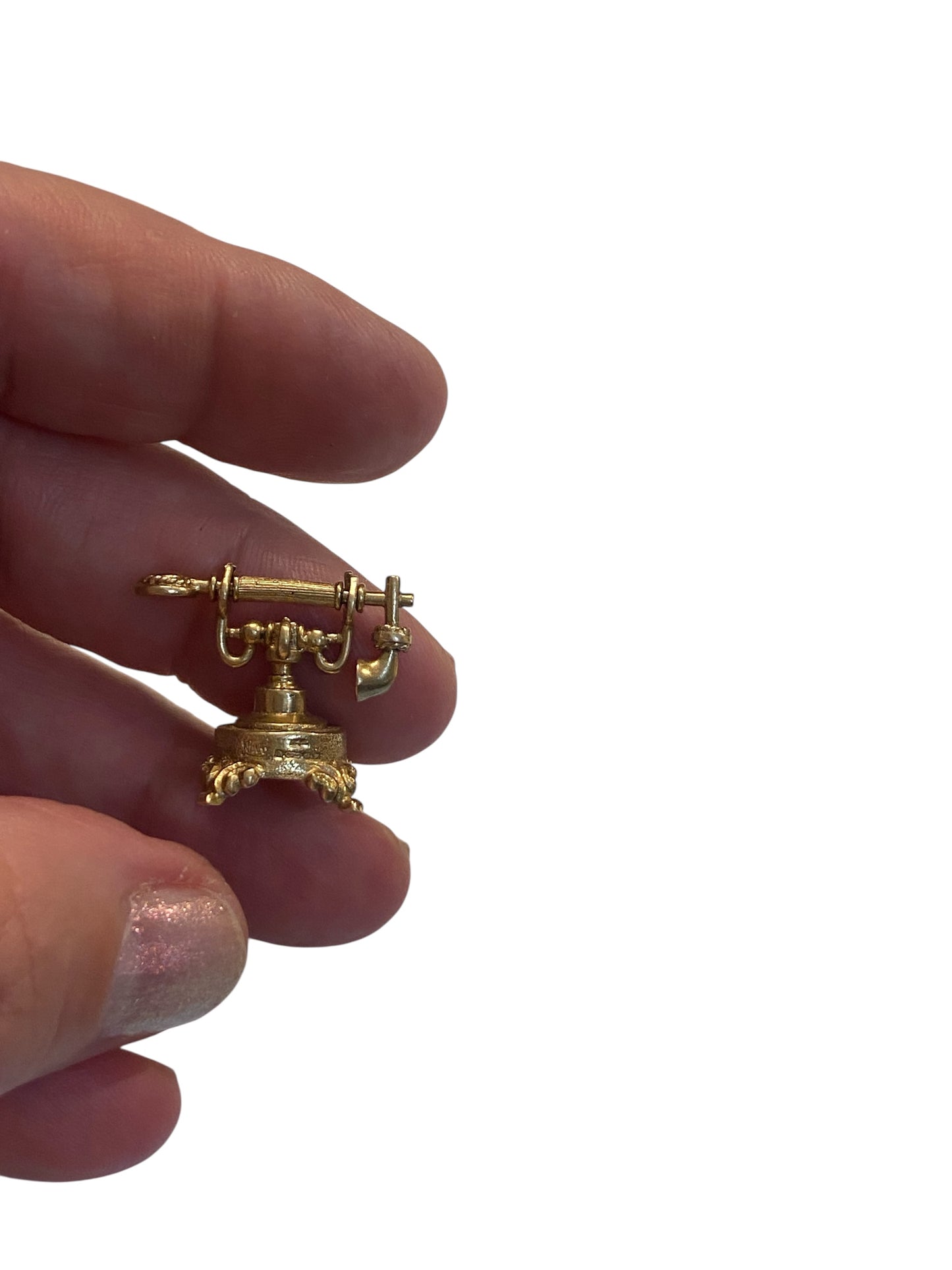 9ct vintage telephone charm signed 'NUVO' circa 1971