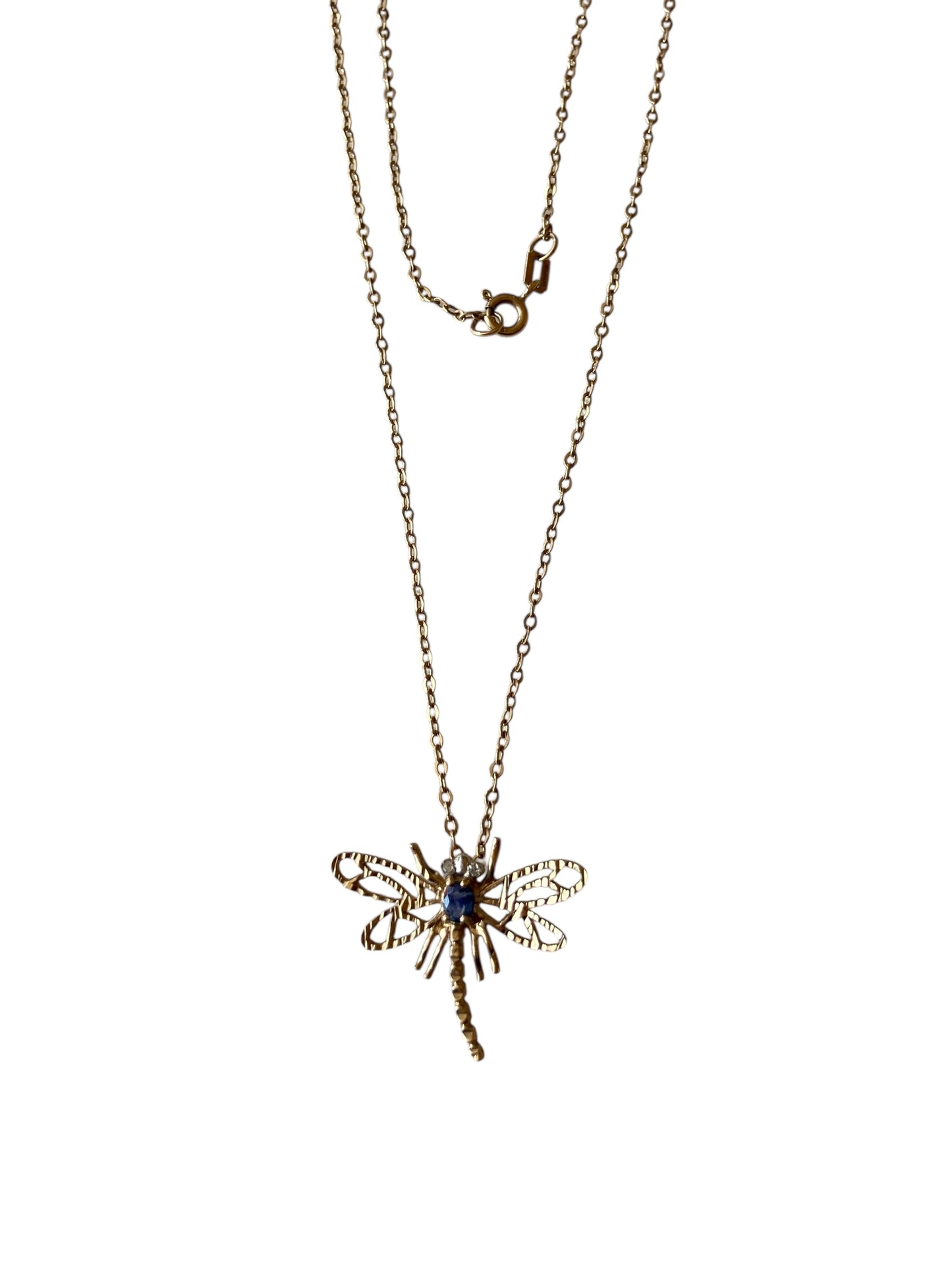 9ct vintage dragonfly pendant and 18 inch chain