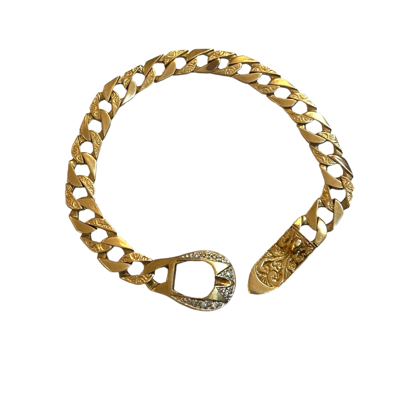 9ct vintage flat curb link unisex bracelet 19mm