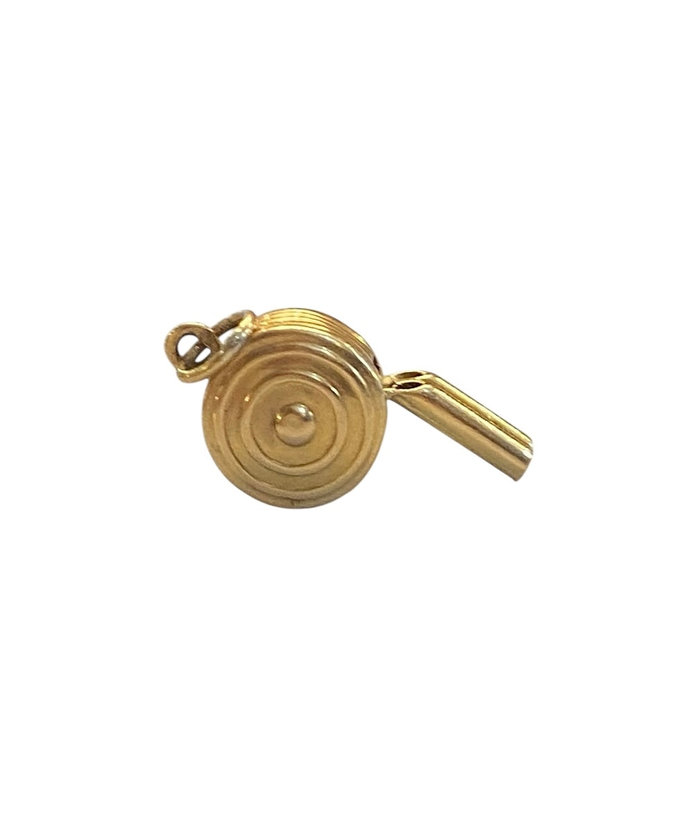 14ct vintage whistle charm, working