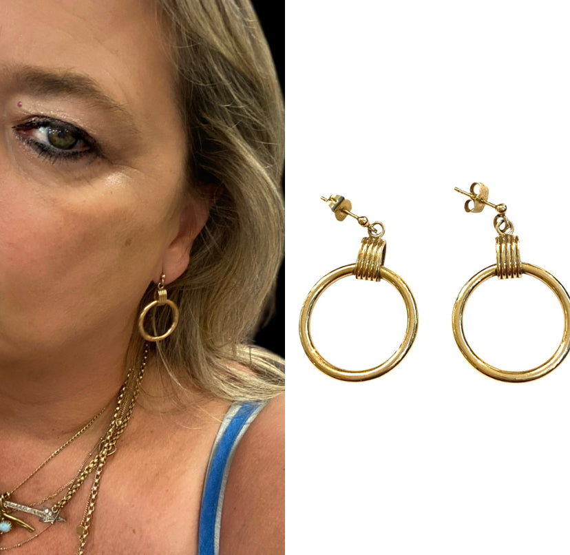 9ct vi tage preowned drop circle earrings circa 1993 9.1g