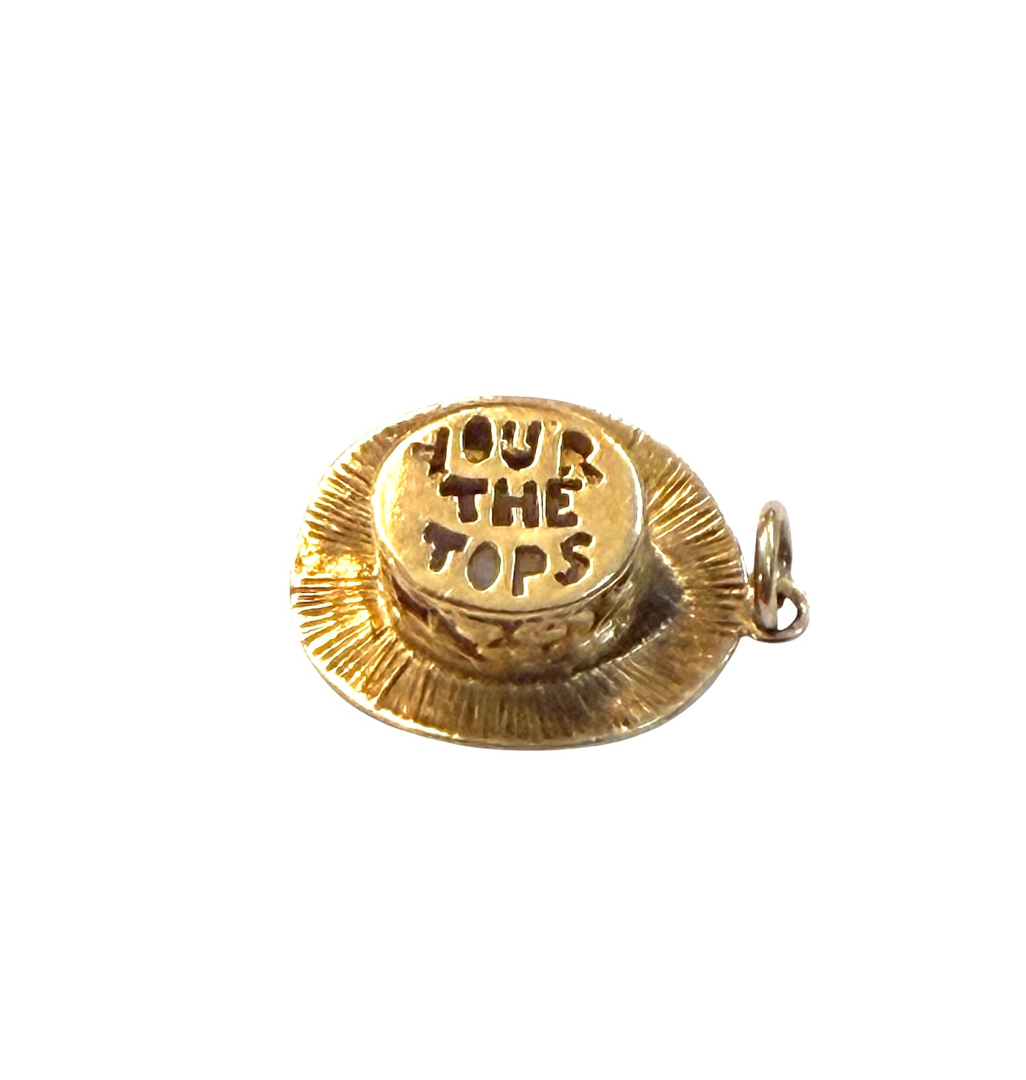 9ct vintage topo hat charm, 'you'r the tops' circa 1975 2.22g