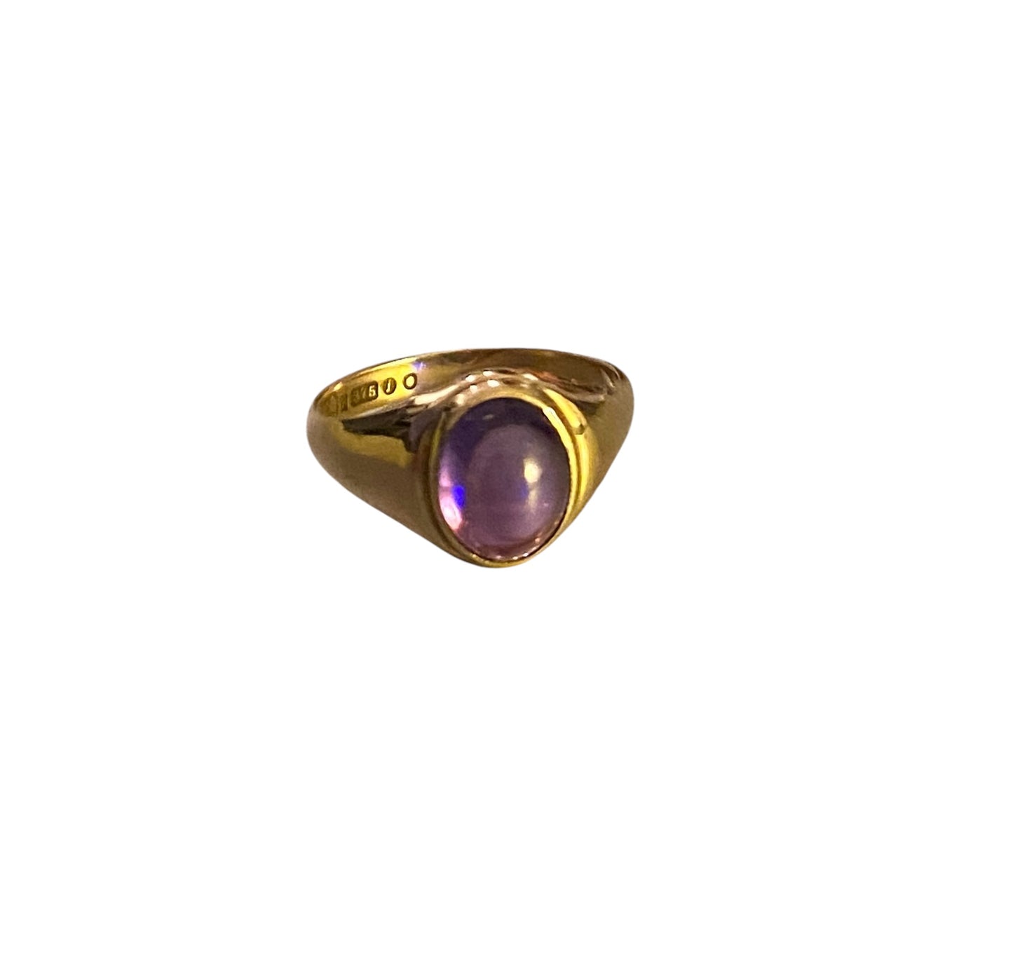 9ct vintage ring. cabochon amethyst, signet ring, pinky ring N 1/2