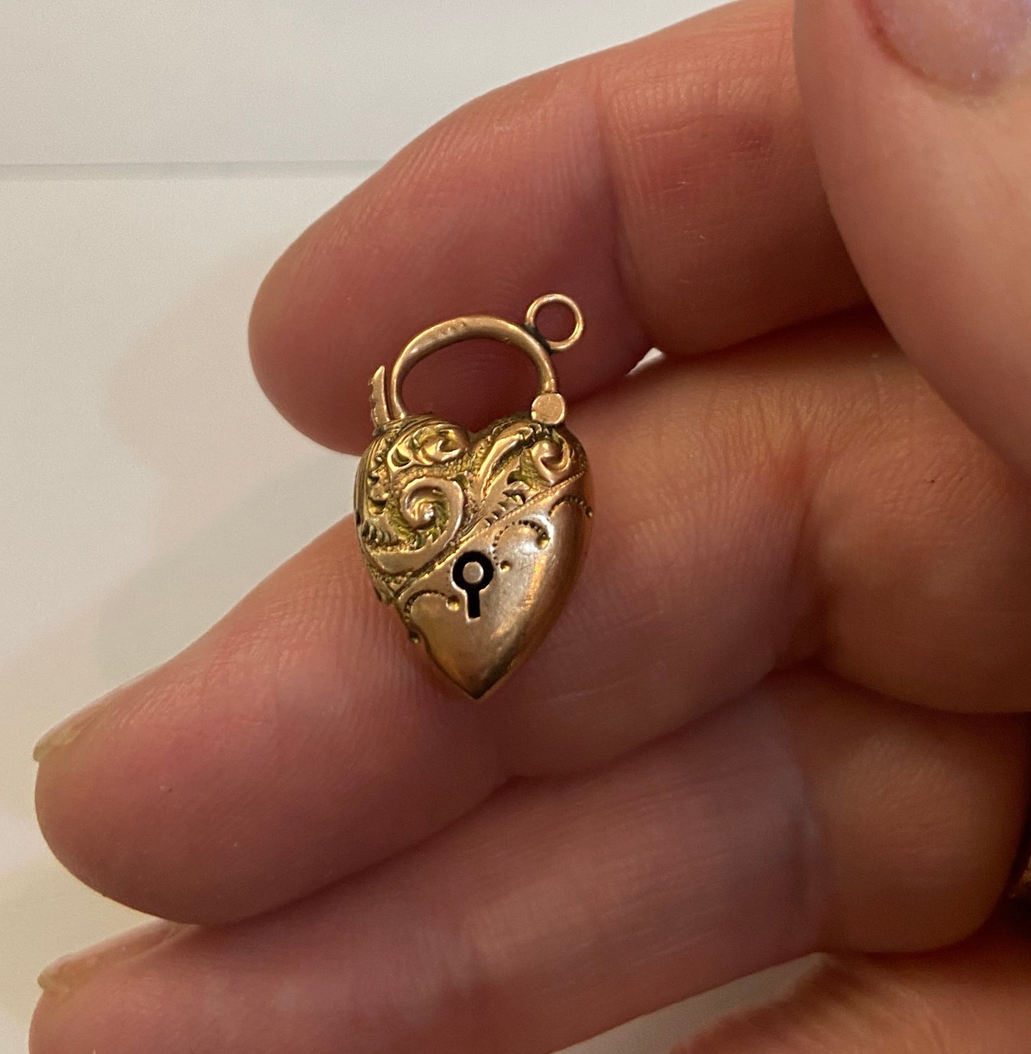 9ct antique rose gold padlock charm, circa 1920s