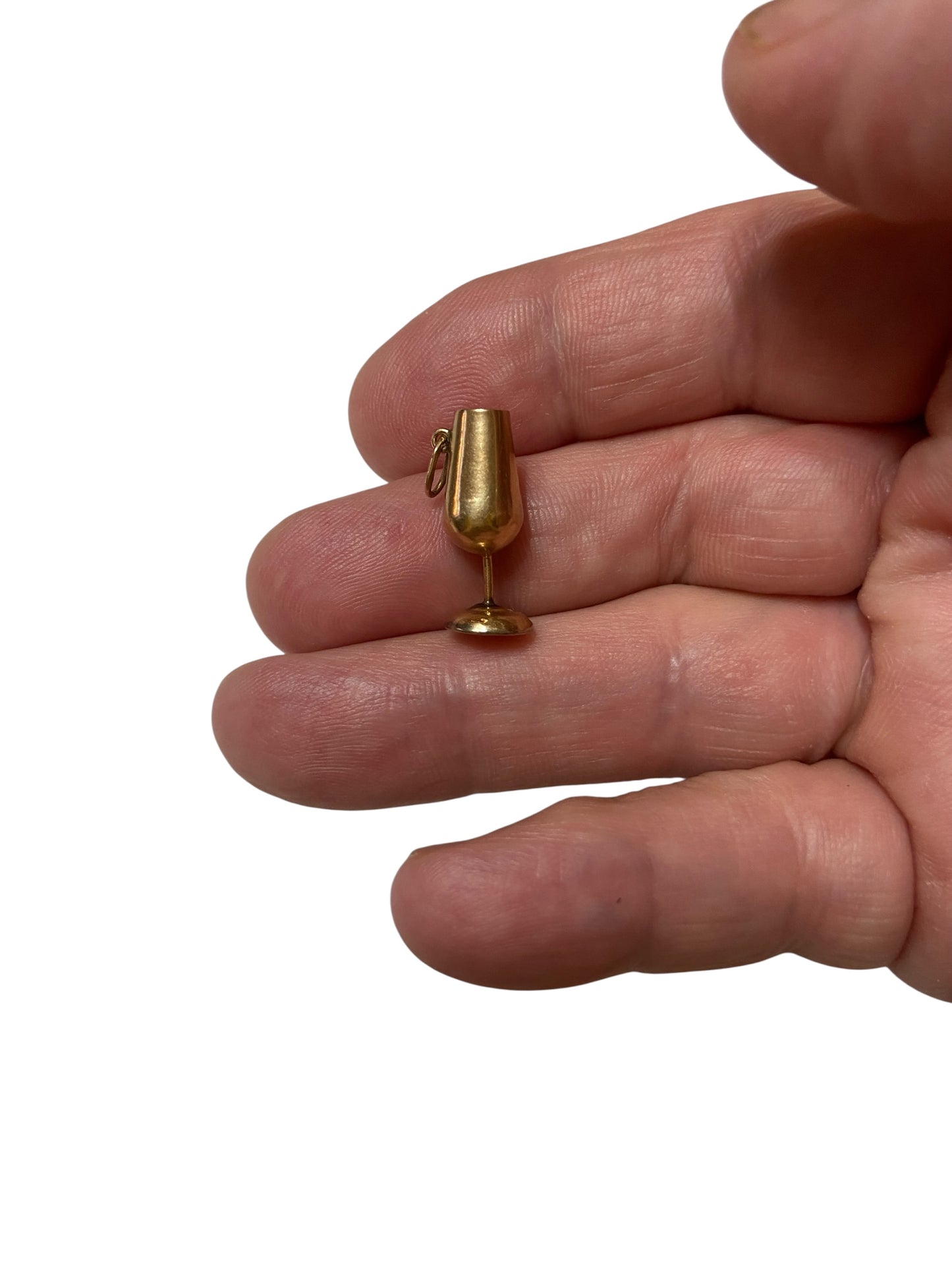 9ct vintage champagne glass charm / pendant.