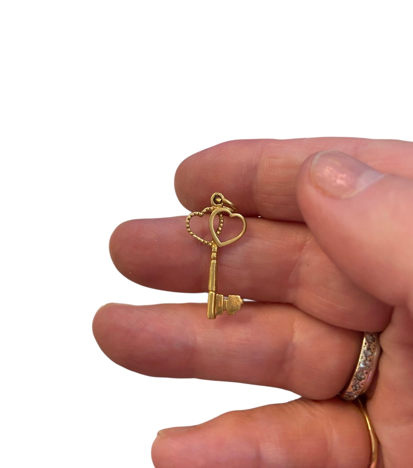 9ct vintage love heart key signed  'CHIM' By AJld circa London 1974