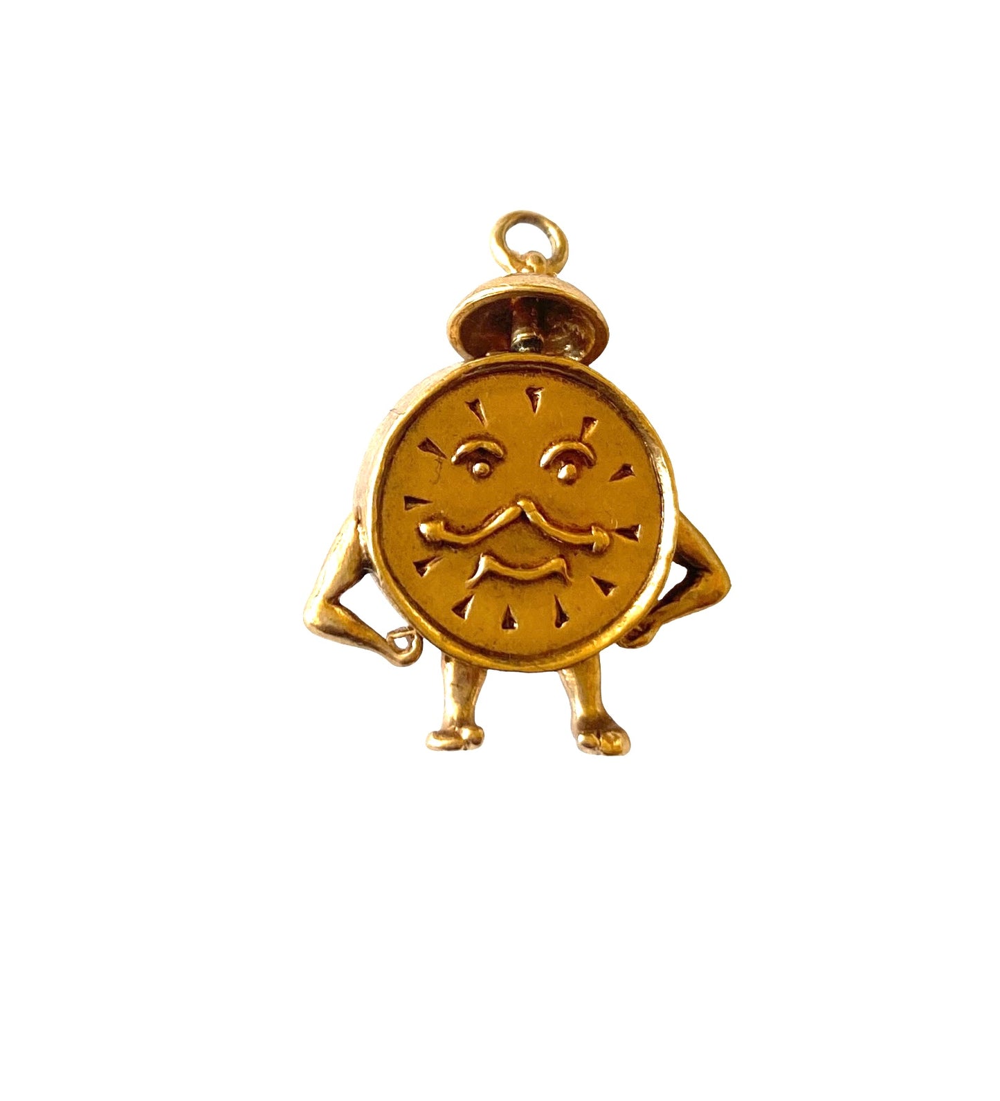 9ct vintage clock charm / pendant. personified and articulated circa London 1972