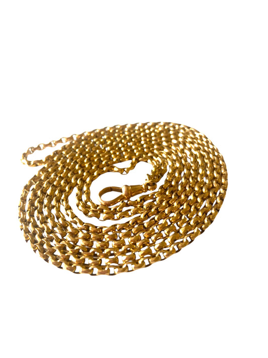 9ct antique longuard chain 61 inch 37.1g