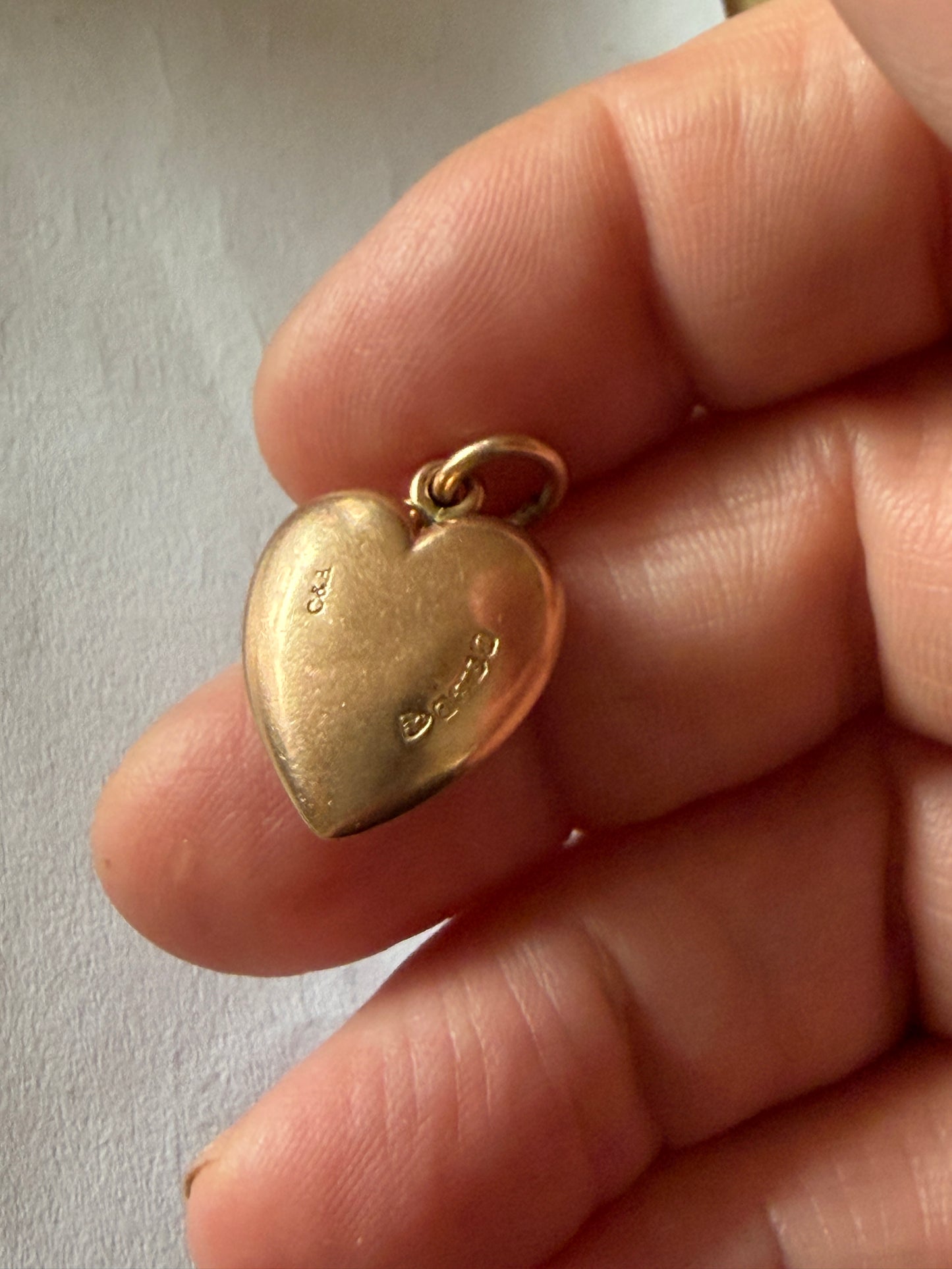9ct Antique heart charm /pendant rose gold circa 1902 Chester