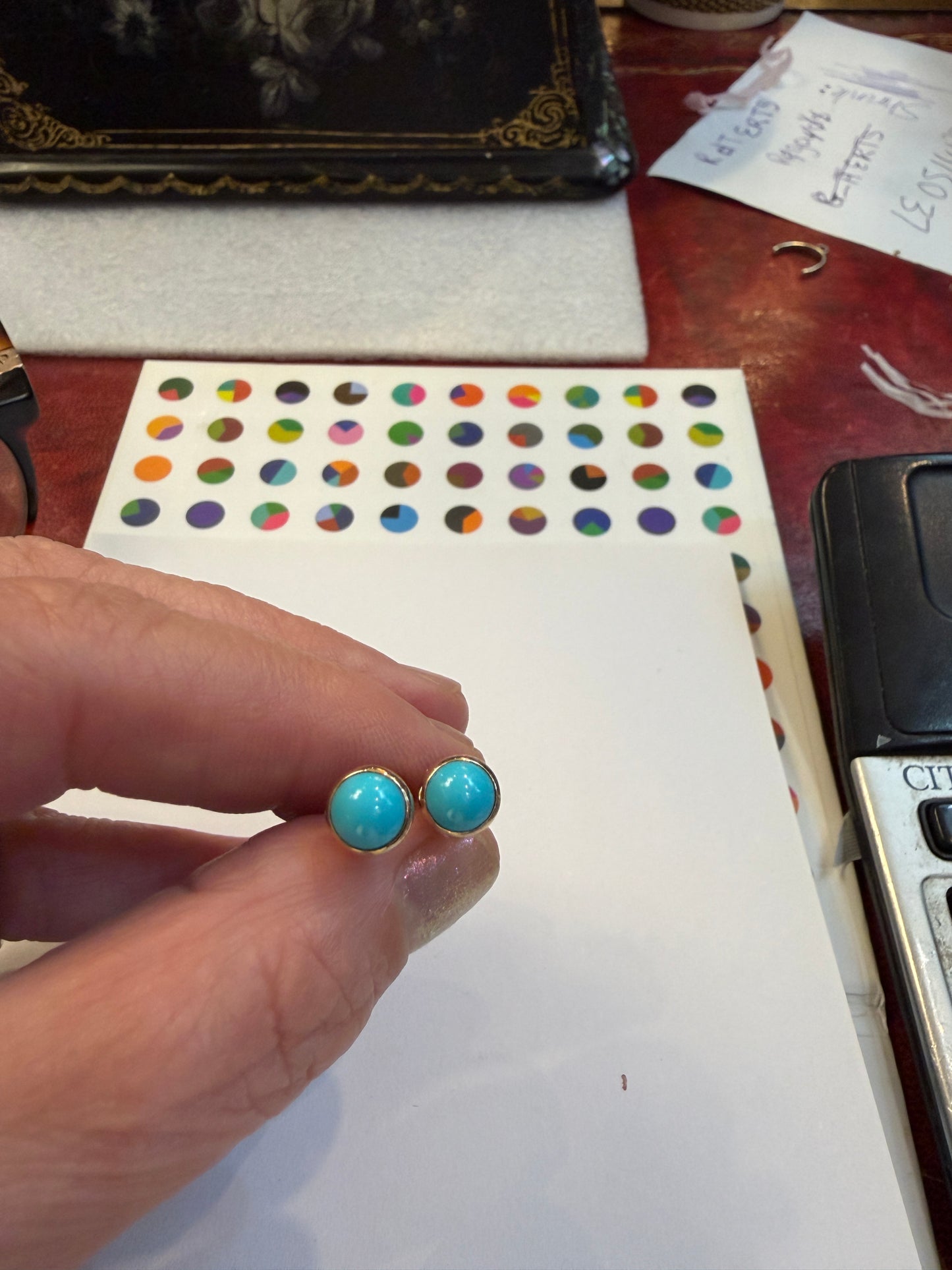 9ct vintage - pre owned turquoise stud earrings