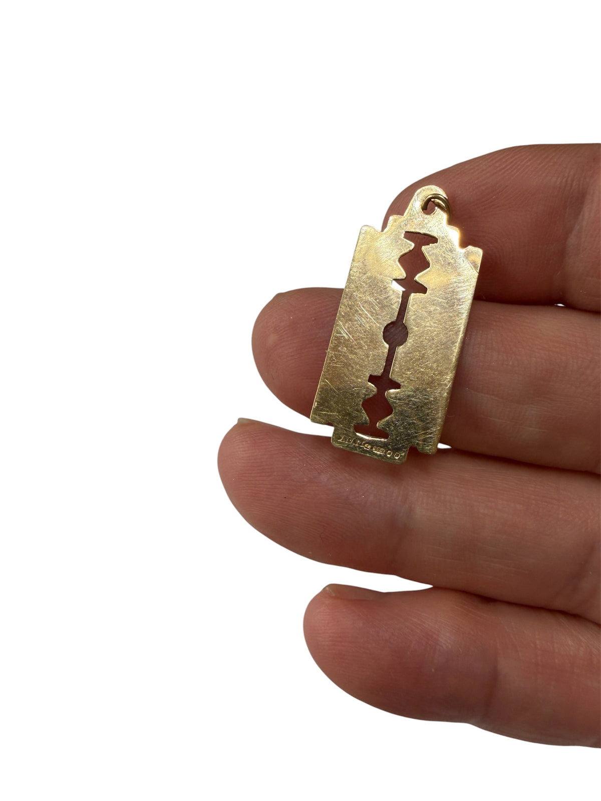 9ct vintage razor blade charm, unisex circa London 1976 1.13g