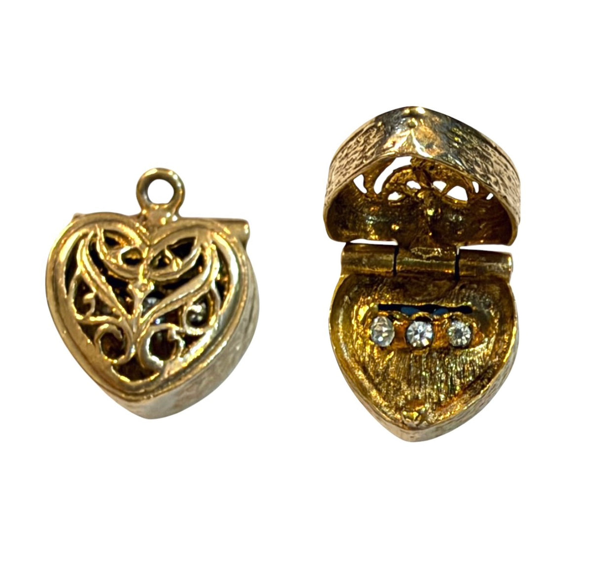 9ct vintage heart box charm, circa 1966 maker g&H 4.5g