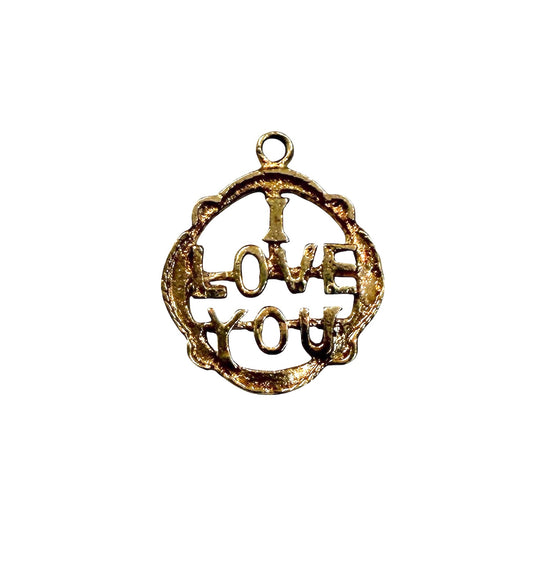 9ct vintage ' i love you ' charm - pendant circa 1974 London