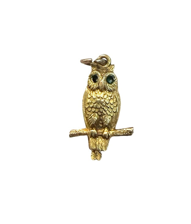 9ct vintage articulated owl charm circa 1958 by ppld 2.4g