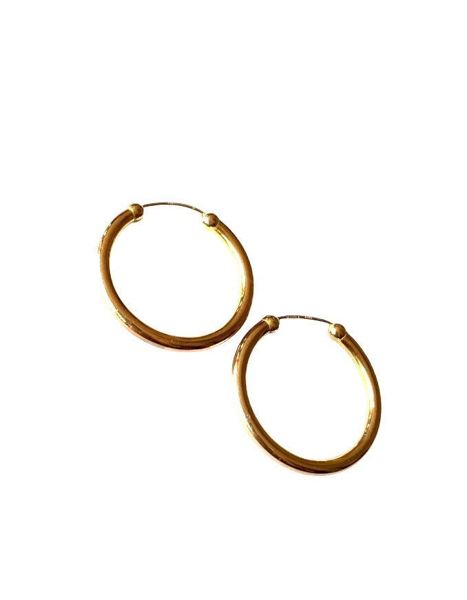 9ct vintage pre owned plain hoop earrings 2.58g