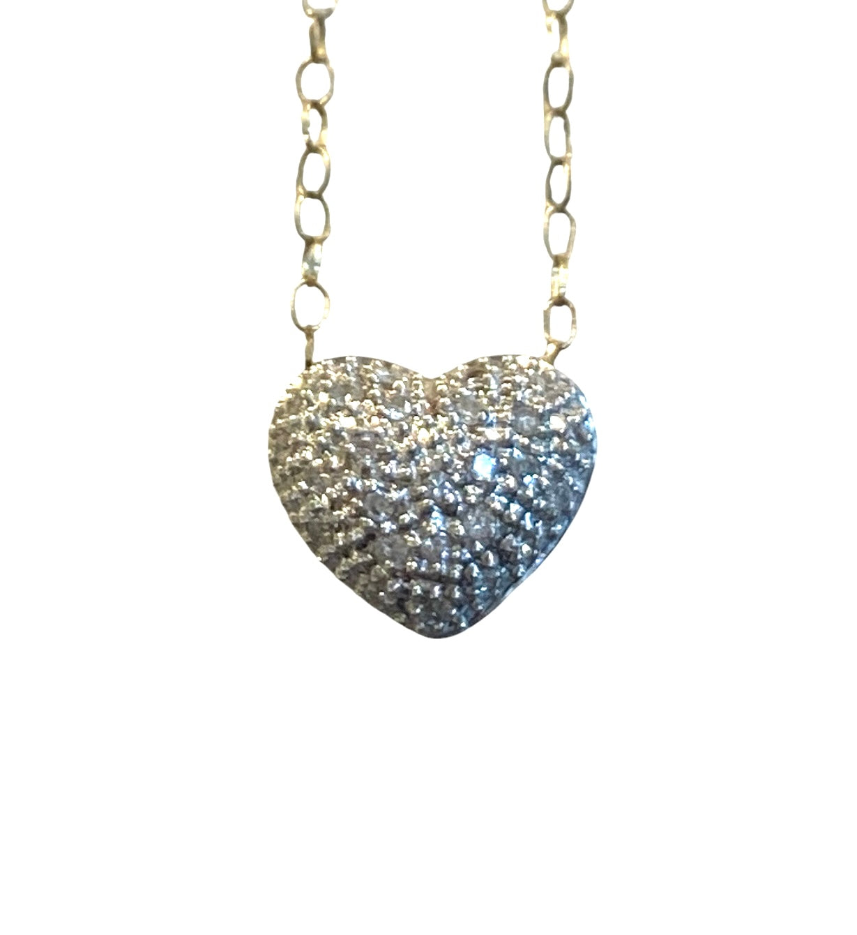 9ct pre owned diamond heart and chain. 16 inches