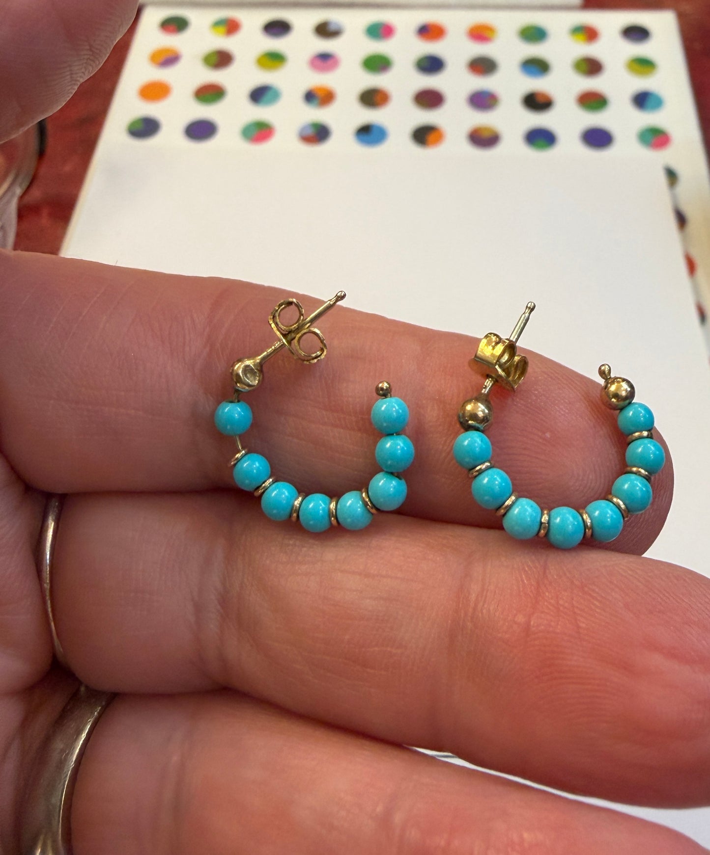 9ct vin tage turquoise hoop earrings circa 1980s