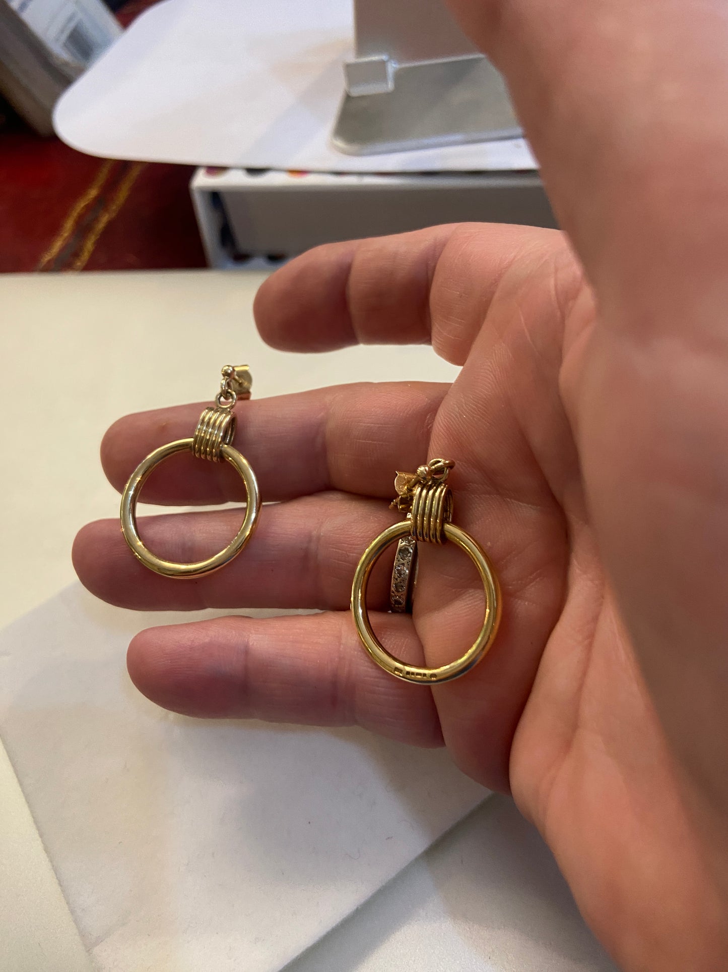 9ct vi tage preowned drop circle earrings circa 1993 9.1g