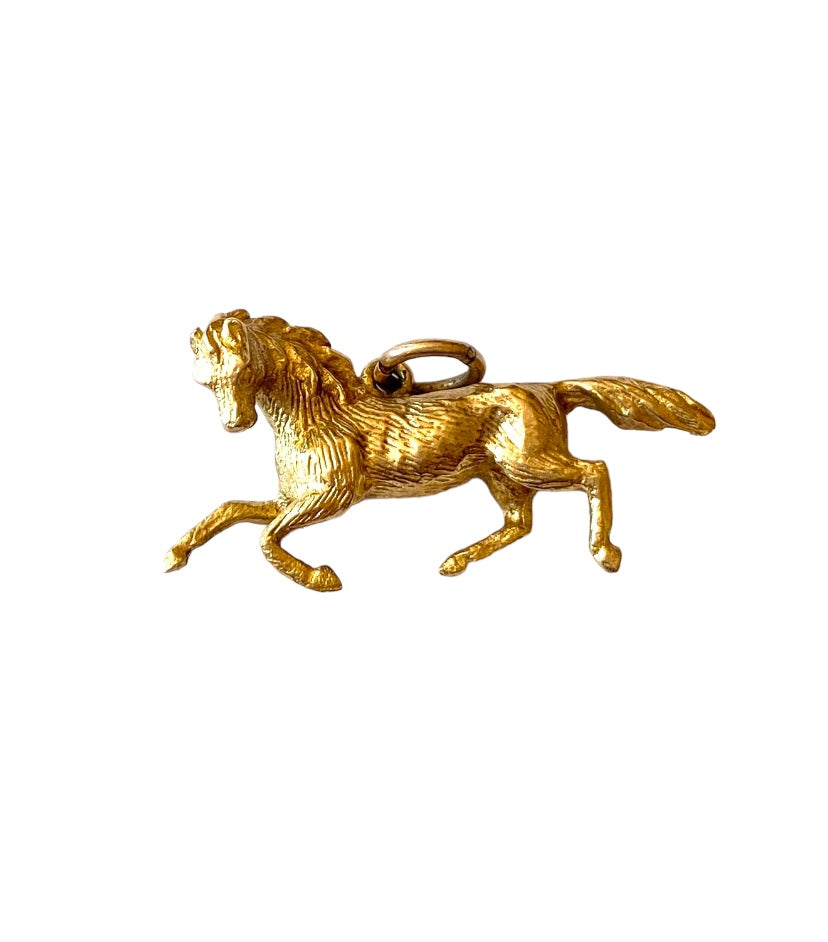 9ct 375 vintage gold horse / stallion charm circa 1972