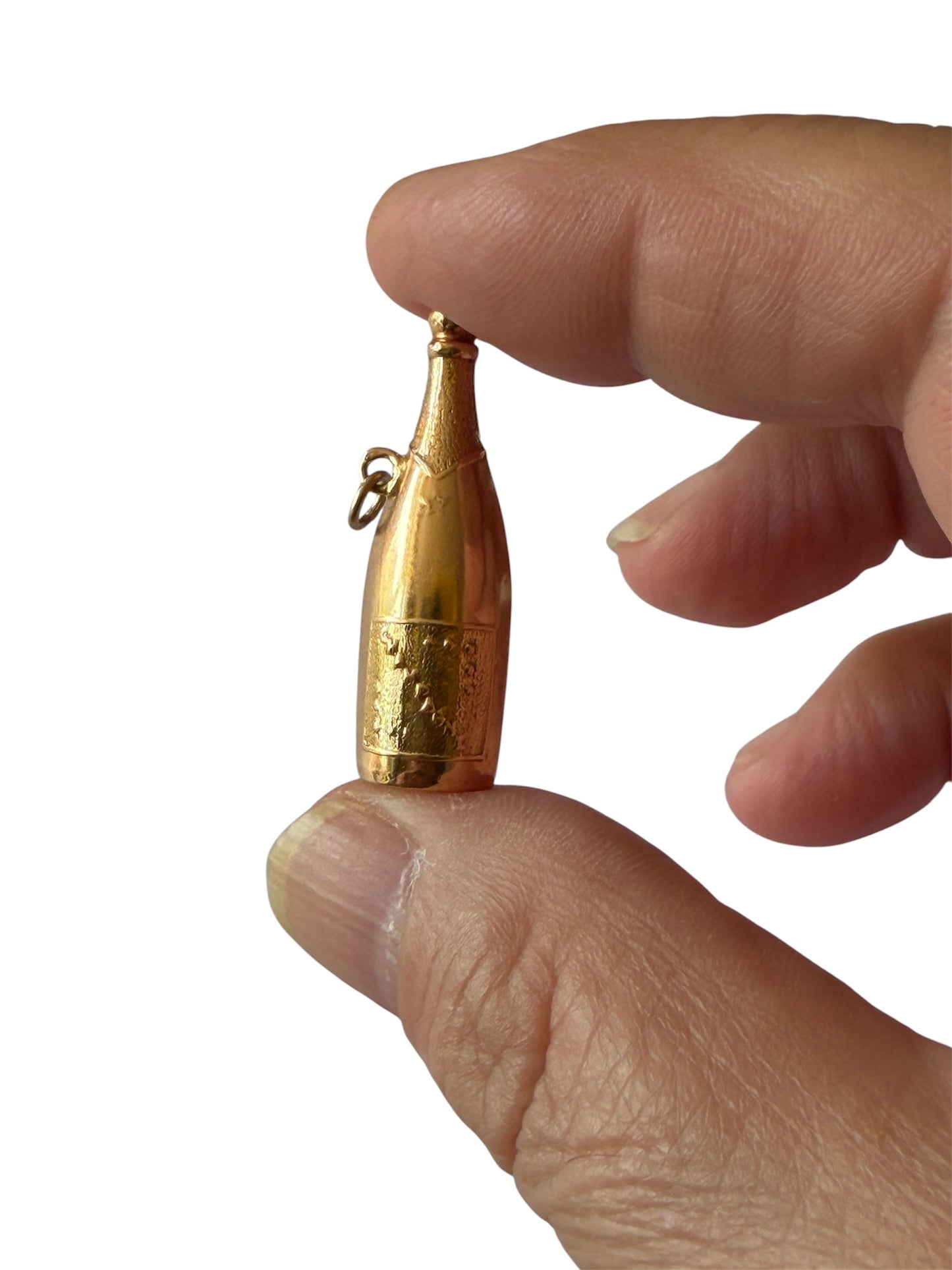 18ct vintage large champagne bottle charm / pendant
