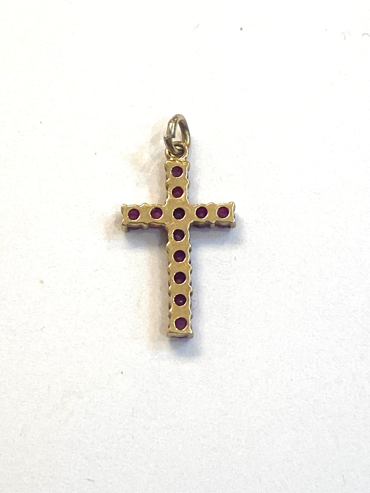 9ct vintage ruby cross, small 0.7g