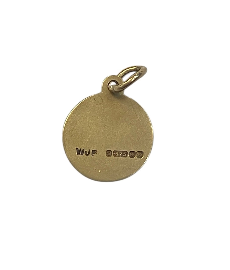 9CT VINTAGE SMALL ST CHRISTOPHER PENDANT CHARM CIRCA 1963