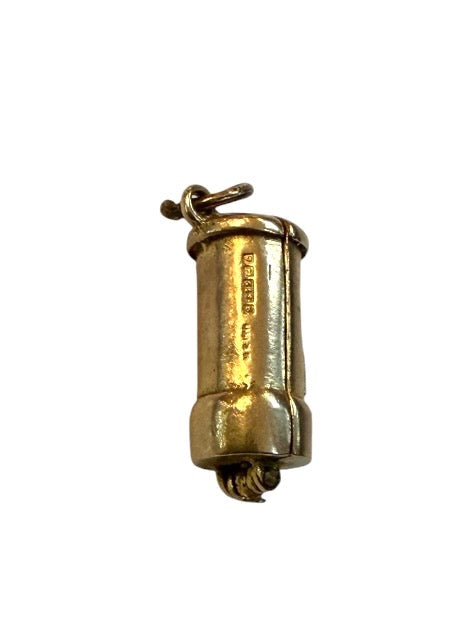 9ct vintage postbox charm opening with a postman holding a happy birthday card circa 1960