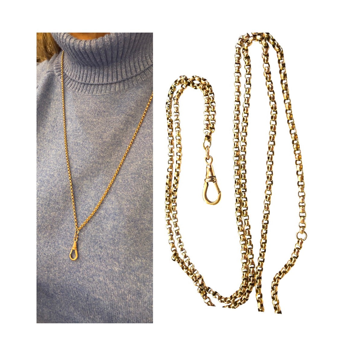 9ct vintage belcher chain 33 inches long with dog clip 13.3g