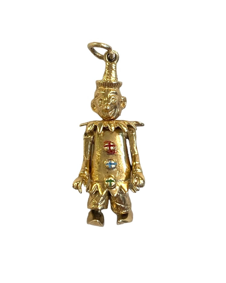 9ct vintage clown charm . articulated . circa 1963 London