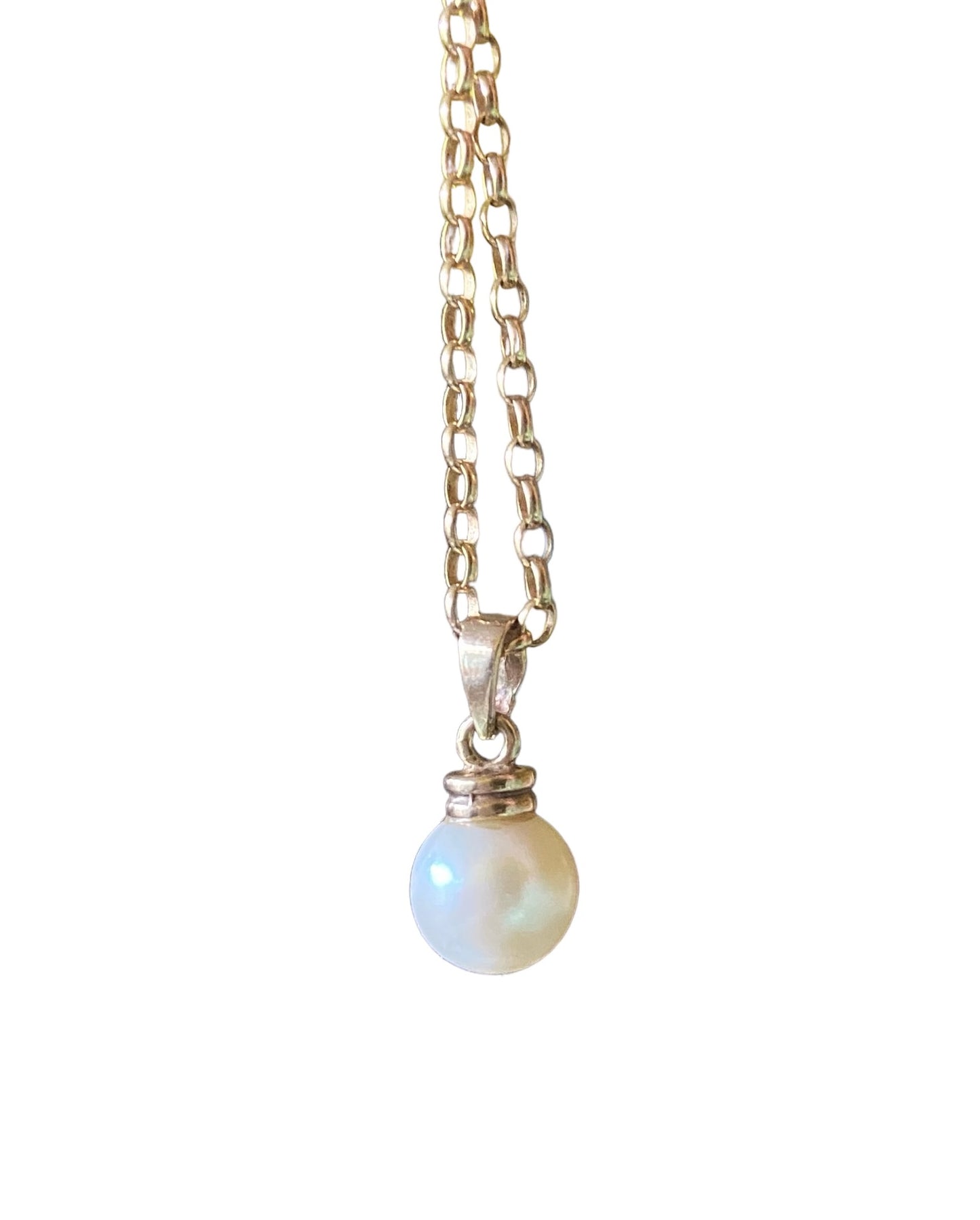 9ct preloved pearl and chain necklace 18 1/2 inches