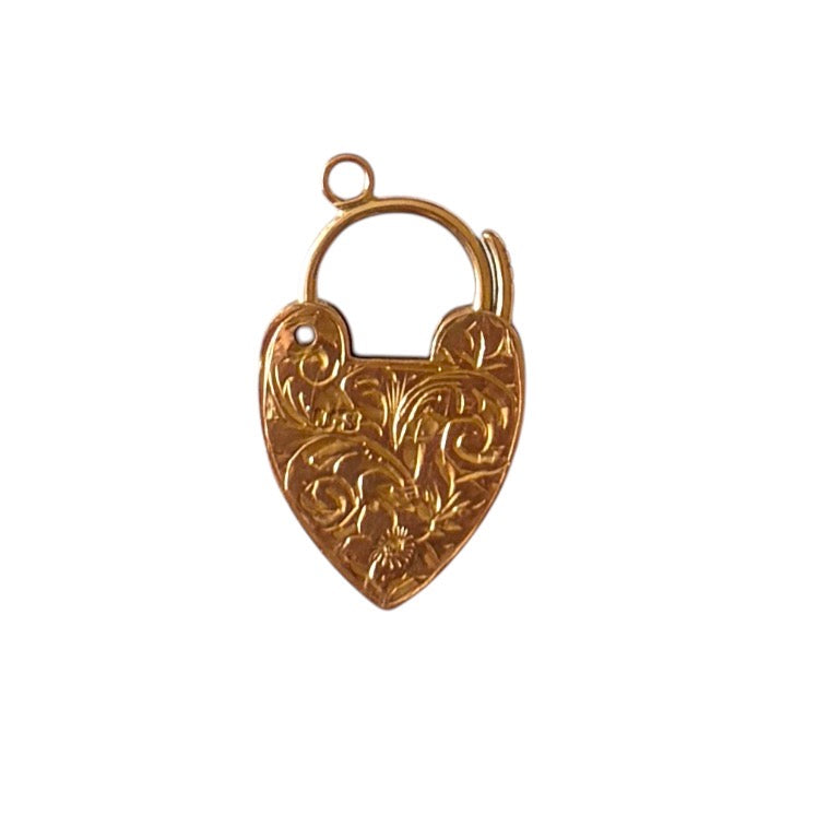 9ct vintage / antique ornate padlock charm / pendant maker J.S 2.53g