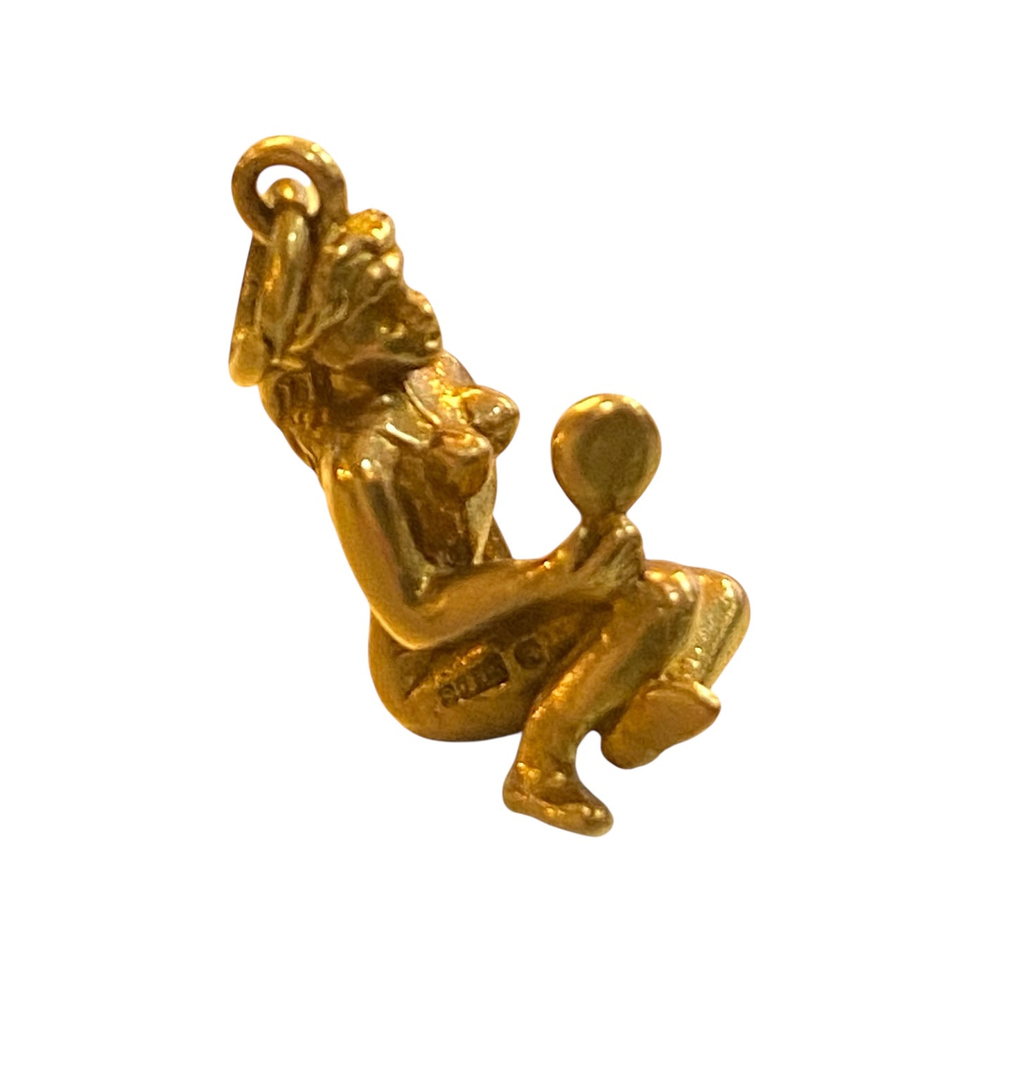 9ct vintage nude lady charm with mirror