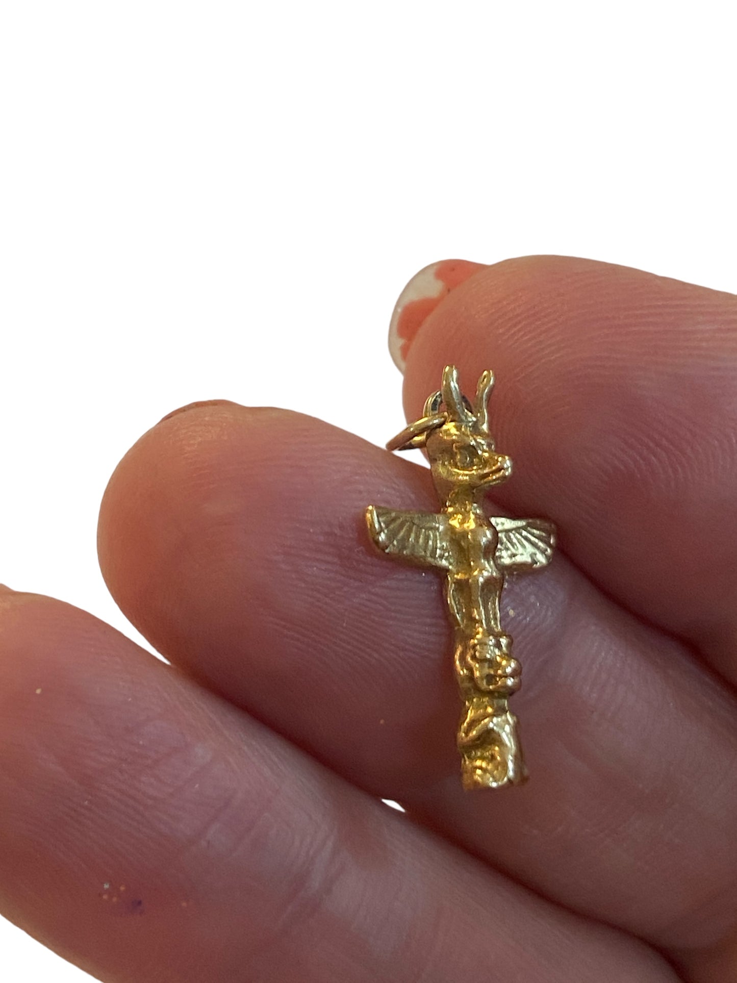 10ct vintage totem pole charm , yellow gold Vancouver totem