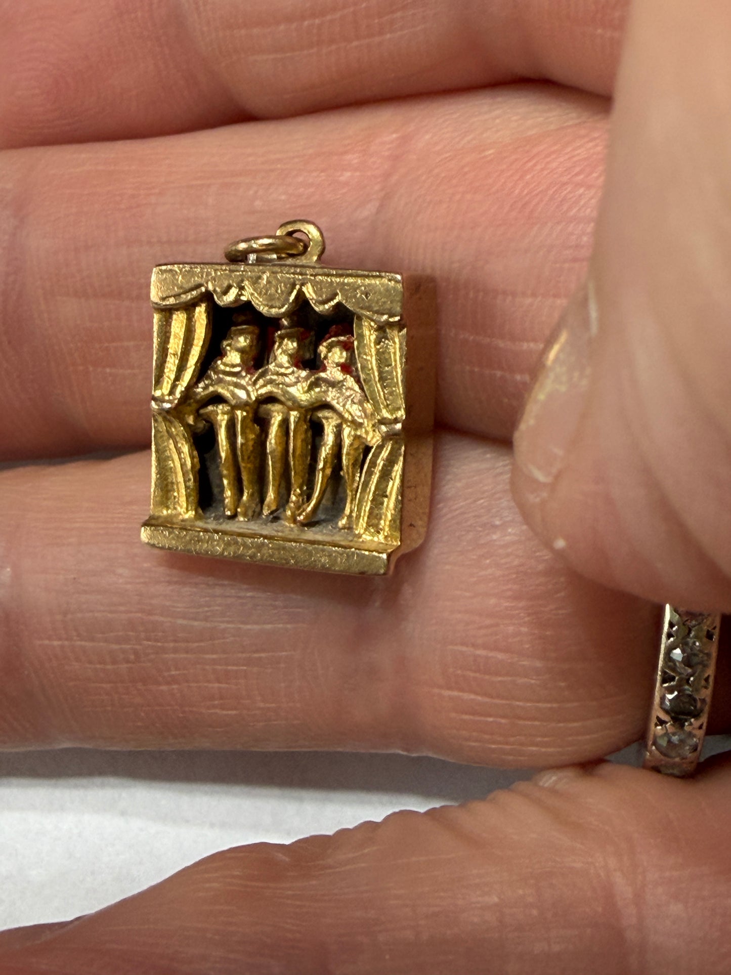 9ct vintage can can girl charm. circa 1956 Articulated.