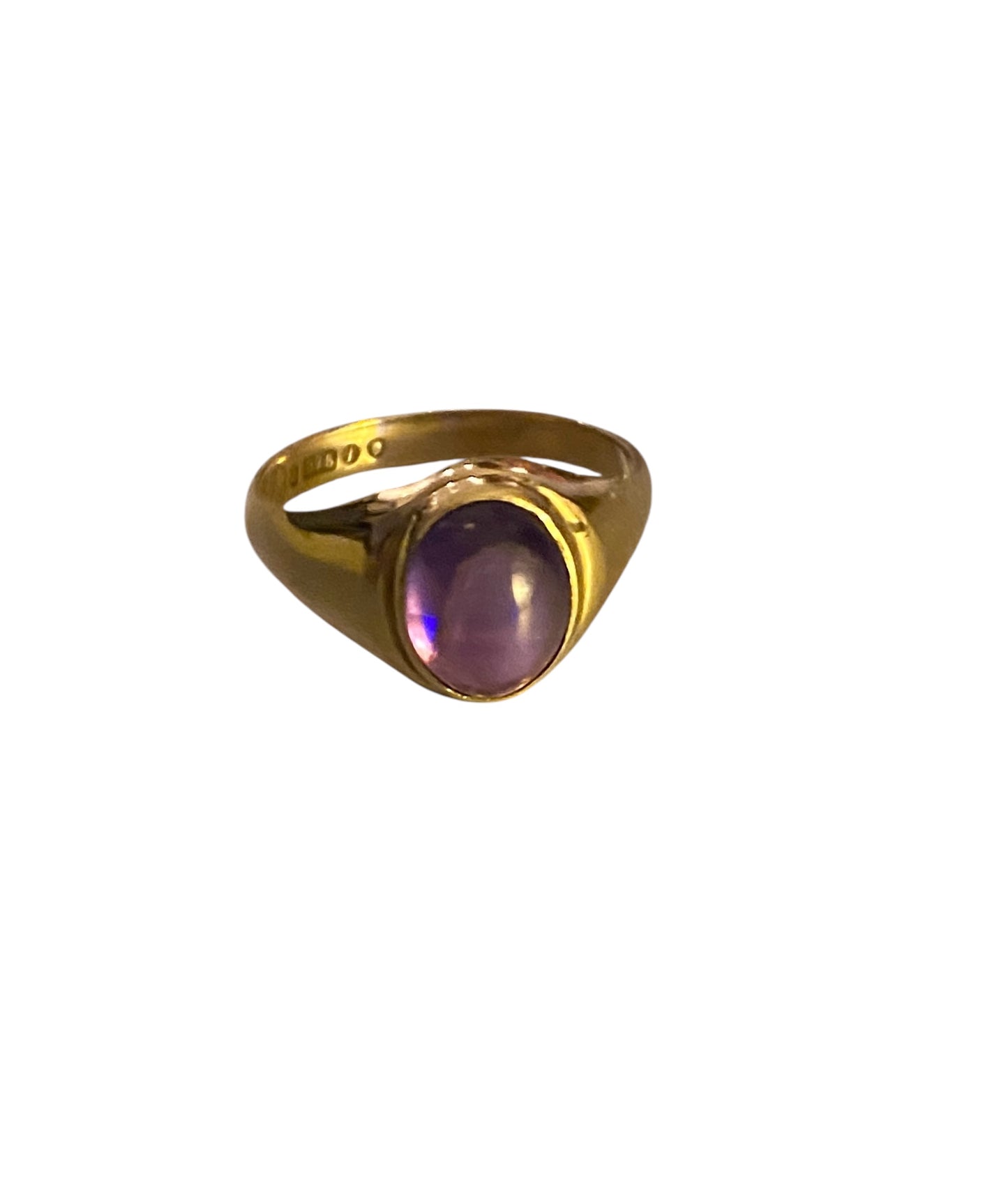 9ct vintage ring. cabochon amethyst, signet ring, pinky ring N 1/2