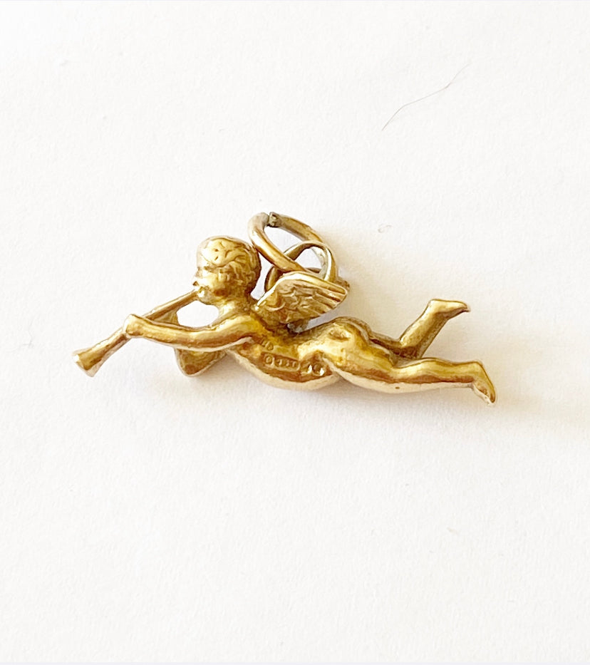 9ct angel with horn charm gold vintage circa 1959