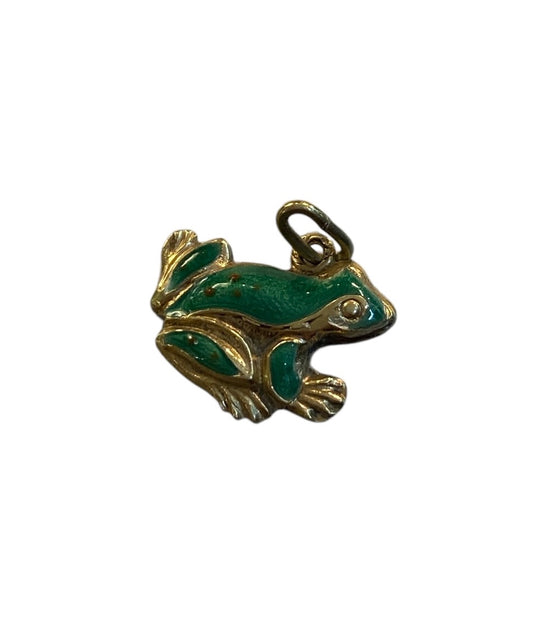 14ct 585 vintage enamel gold frog charm