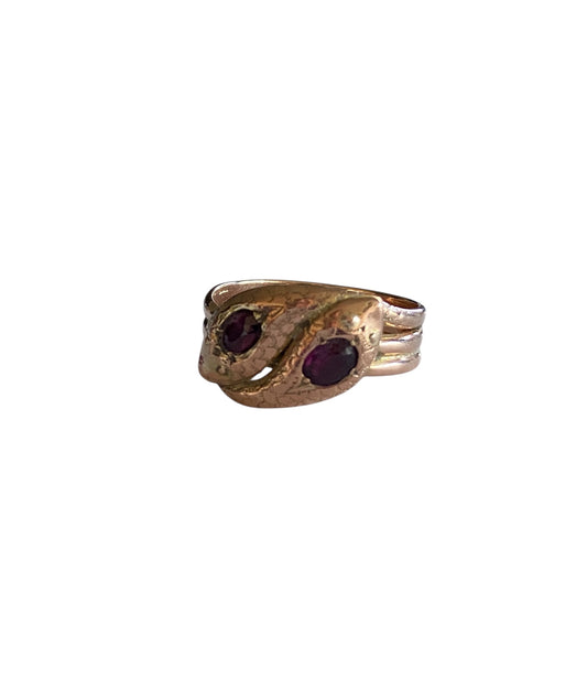 9ct antique double headed snake ring chester 1915 ring size Z 1/2