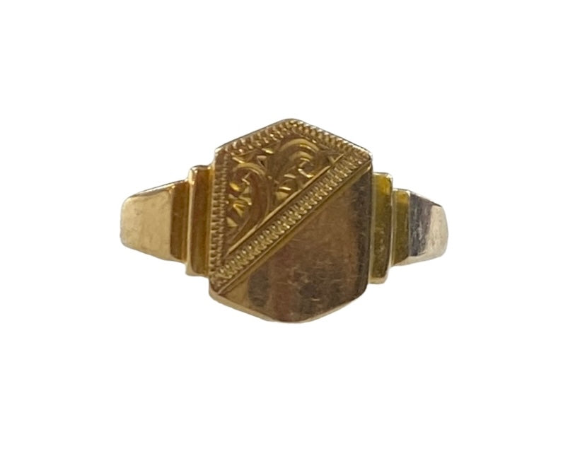 9ct vintage signet ring size O circa 1959